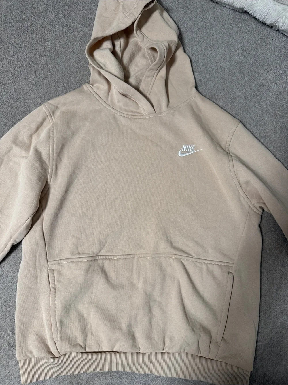 Nike Beige Hoodie with White Swoosh Logo Youth XL